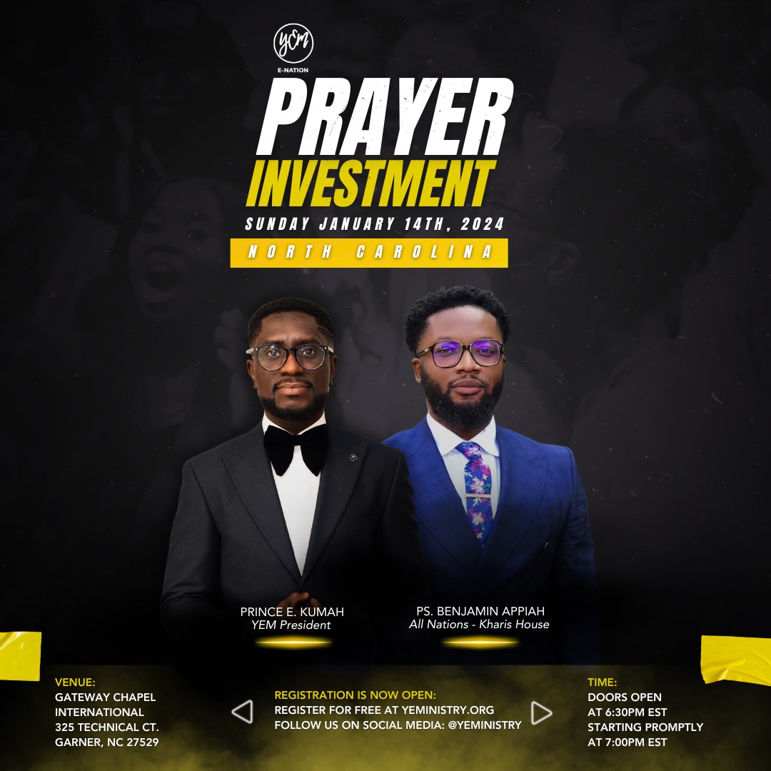 YEM Prayer Investment North Carolina, official flyer
